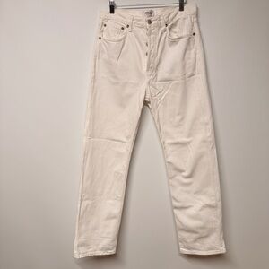 Agolde Cream High-Rise Straight Leg Jeans